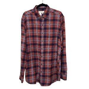The Territory Ahead Button Up Shirt Mens LT Large Tall Red Blue Plaid  Southwest